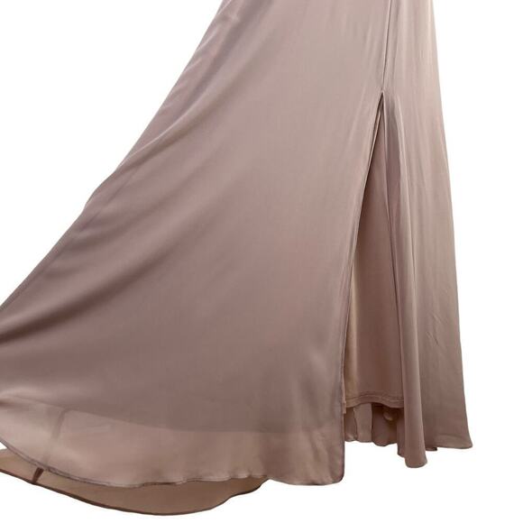 Birdy Grey Jane Convertible Chiffon Maxi Bridesmaid Dress with Slit in Taupe, S - Picture 10 of 13